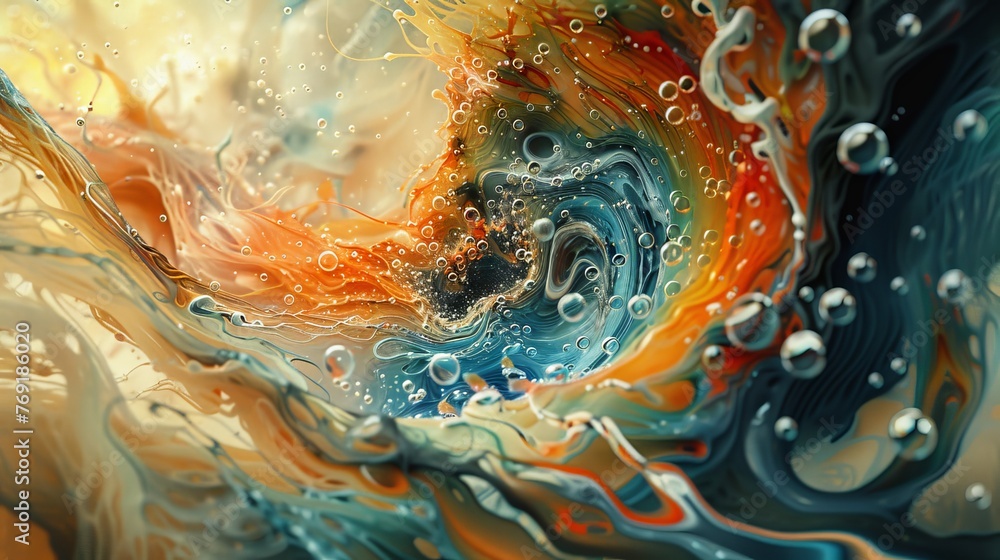 Poster close-up macro view revealing the intricate details of abstract digital art, showcasing its limitles