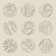 Fototapeta premium Topographic map with contour lines. Geographic terrain grid, relief height elevation. Ground path pattern. Travel and navigation, cartography design element. Vector illustration