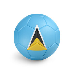Soccer ball with Saint Lucia team flag, isolated on white background