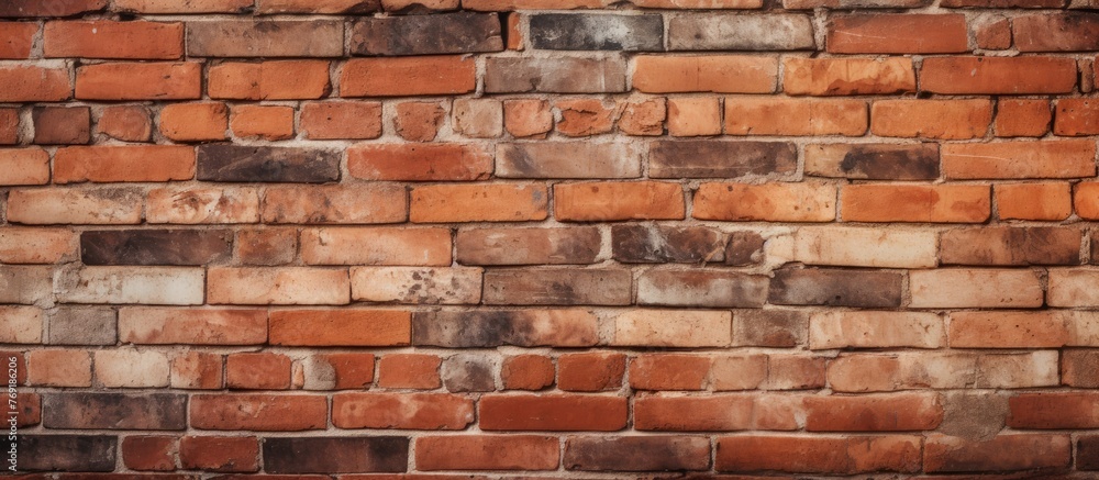 Poster Close-up view of a red brick wall showing texture and a small circular opening in the center
