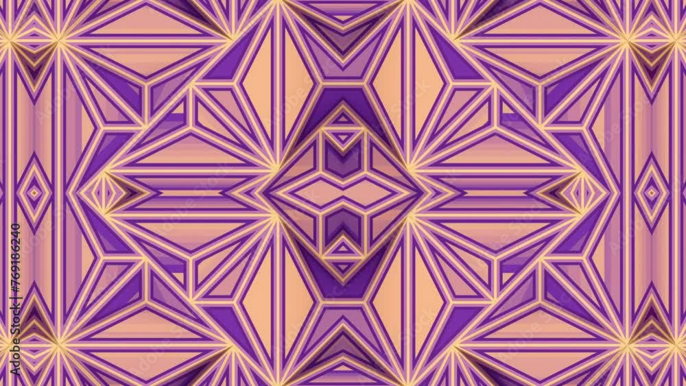 Aufkleber Kaleidoscope of shifting geometric patterns. 3d rendering loop animation 4K
