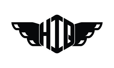 HIQ polygon wings logo design vector template.