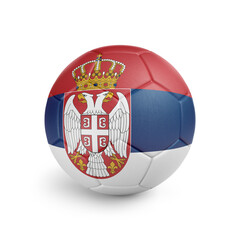 Soccer ball with Serbia team flag, isolated on white background