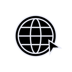 Internet Access Icon. Globe and Cursor Symbol - Vector Logo Template.