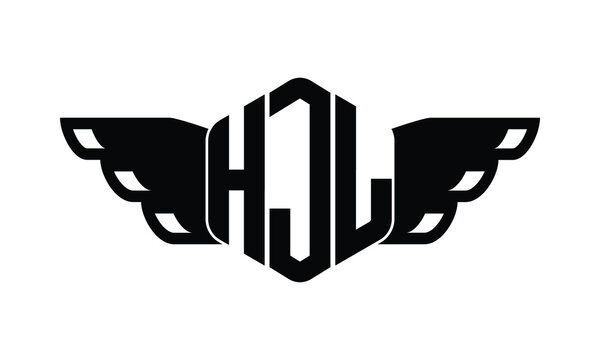 HJL polygon wings logo design vector template.