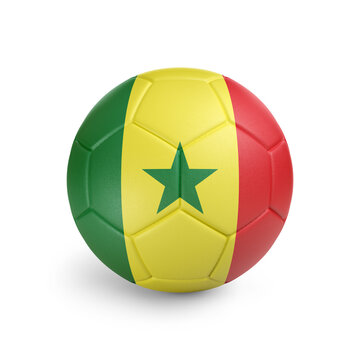 recommend clip art: Soccer ball with Senegal team flag, isolated on white background