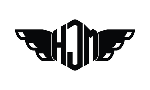 HJM polygon wings logo design vector template.