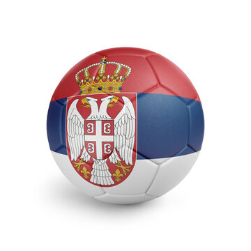 recommend clip art: Soccer ball with Serbia team flag, isolated on white background