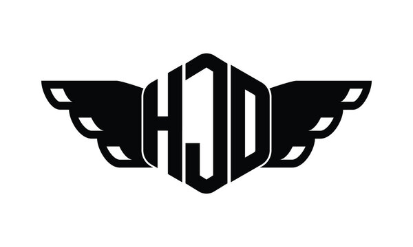 HJO polygon wings logo design vector template.