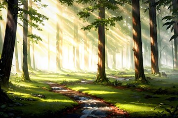 Sunrise in the forest , 숲 속의 일출
