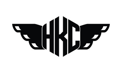 HKC polygon wings logo design vector template.