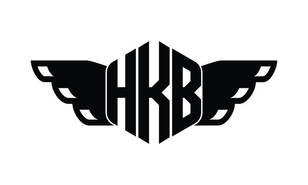 HKB polygon wings logo design vector template.