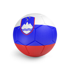 Soccer ball with Slovenia team flag, isolated on white background