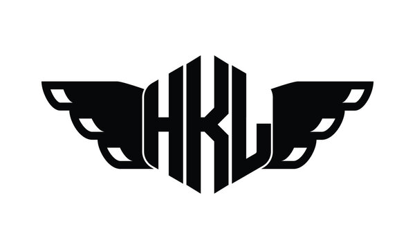 HKL polygon wings logo design vector template.
