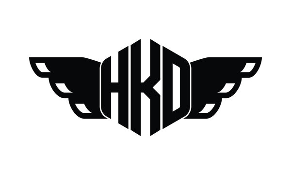 HKO polygon wings logo design vector template.