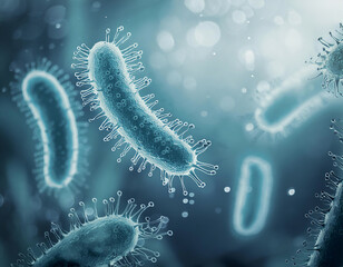 棒状細菌のマクロショット、微生物の複雑な詳細 - obrazy, fototapety, plakaty