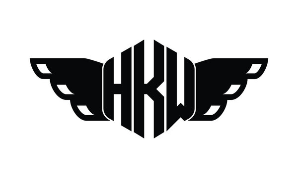 HKW polygon wings logo design vector template.