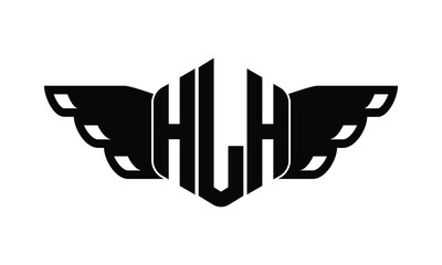 HLH polygon wings logo design vector template.