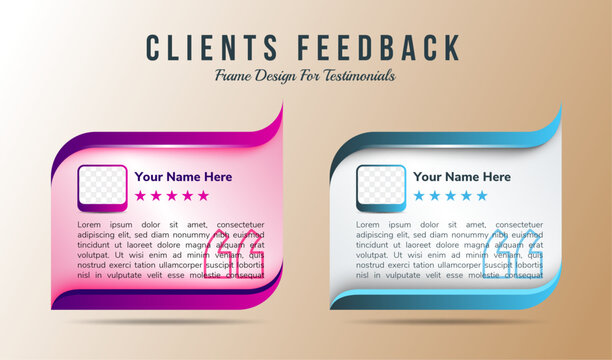 Client or customer review testimonial social media post or website page. Customer or client service feedback review post design template with space for photo. vector illustration