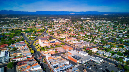 Aerial view of Stawell central business district. Stawell is a town in Australia situated in the Wimmera region of Victoria. It is located 237 kilometres west-north-west of Melbourne.
