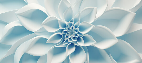 wave floral pattern motif, blue white 18 - obrazy, fototapety, plakaty