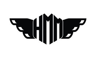 HMM polygon wings logo design vector template.