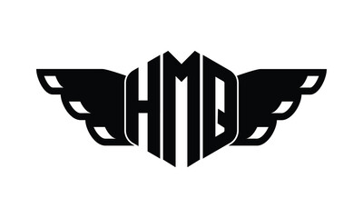 HMQ polygon wings logo design vector template.