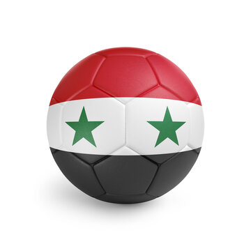 recommend clip art: Soccer ball with Syria team flag, isolated on white background