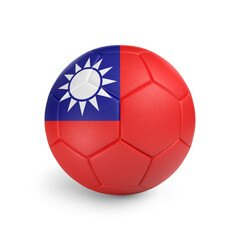 Soccer ball with Taiwan team flag, isolated on white background
