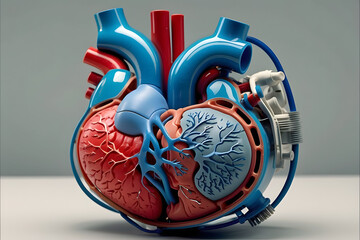 Creating artificial hearts, medical 3D printing of heart model transplantation organ biological engineering, engineering bioprinting design.