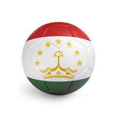 Fototapeta premium Soccer ball with Tajikistan team flag, isolated on white background