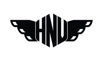 HNV polygon wings logo design vector template.
