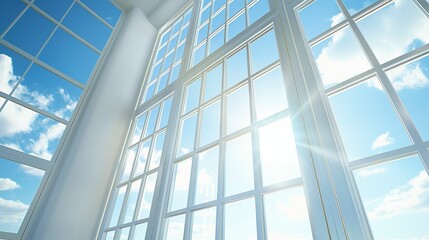Clean windows against a backdrop of a sunny sky.