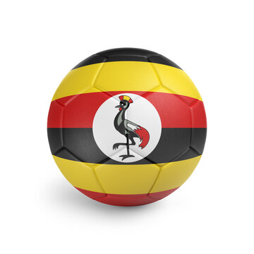 recommend clip art: Soccer ball with Uganda team flag, isolated on white background
