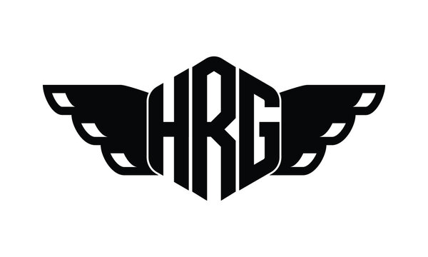 HRG polygon wings logo design vector template.