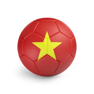 recommend clip art: Soccer ball with Vietnam team flag, isolated on white background