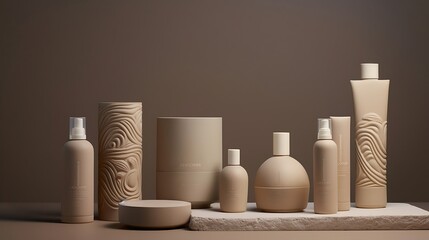Fototapeta na wymiar an image highlighting the elegance of whole body ceramics in skincare packaging, set against a backdrop that reflects the product's inspiration from the beauty of nature