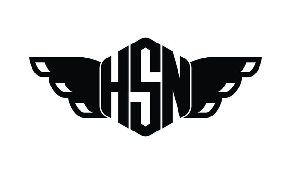 HSN polygon wings logo design vector template.