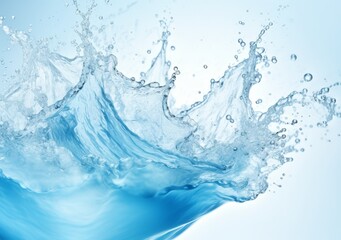 Dynamic Water Splash on Blue Background - obrazy, fototapety, plakaty