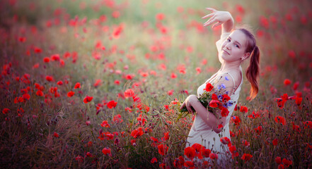 Poppy Paradise: A Mesmerizing Portrait of a Maiden in the Fields