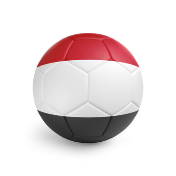recommend clip art: Soccer ball with Yemen team flag, isolated on white background
