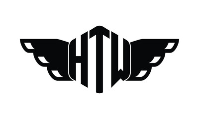 HTW polygon wings logo design vector template.