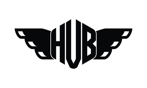 HVB polygon wings logo design vector template.