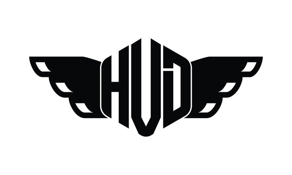 HVD polygon wings logo design vector template.