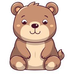 A cartoon bear is sitting on a white background