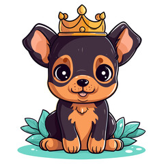 Obraz premium A black and brown dog with a crown on its head