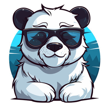 A polar bear wearing sunglasses and smiling