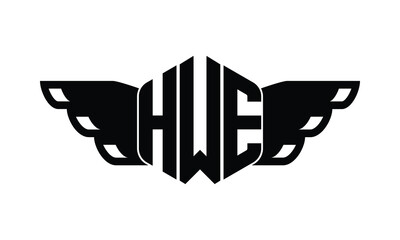 HWE polygon wings logo design vector template.
