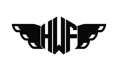 HWF polygon wings logo design vector template.