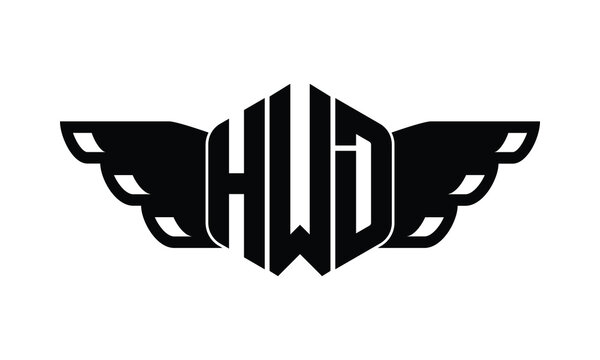 HWD polygon wings logo design vector template.